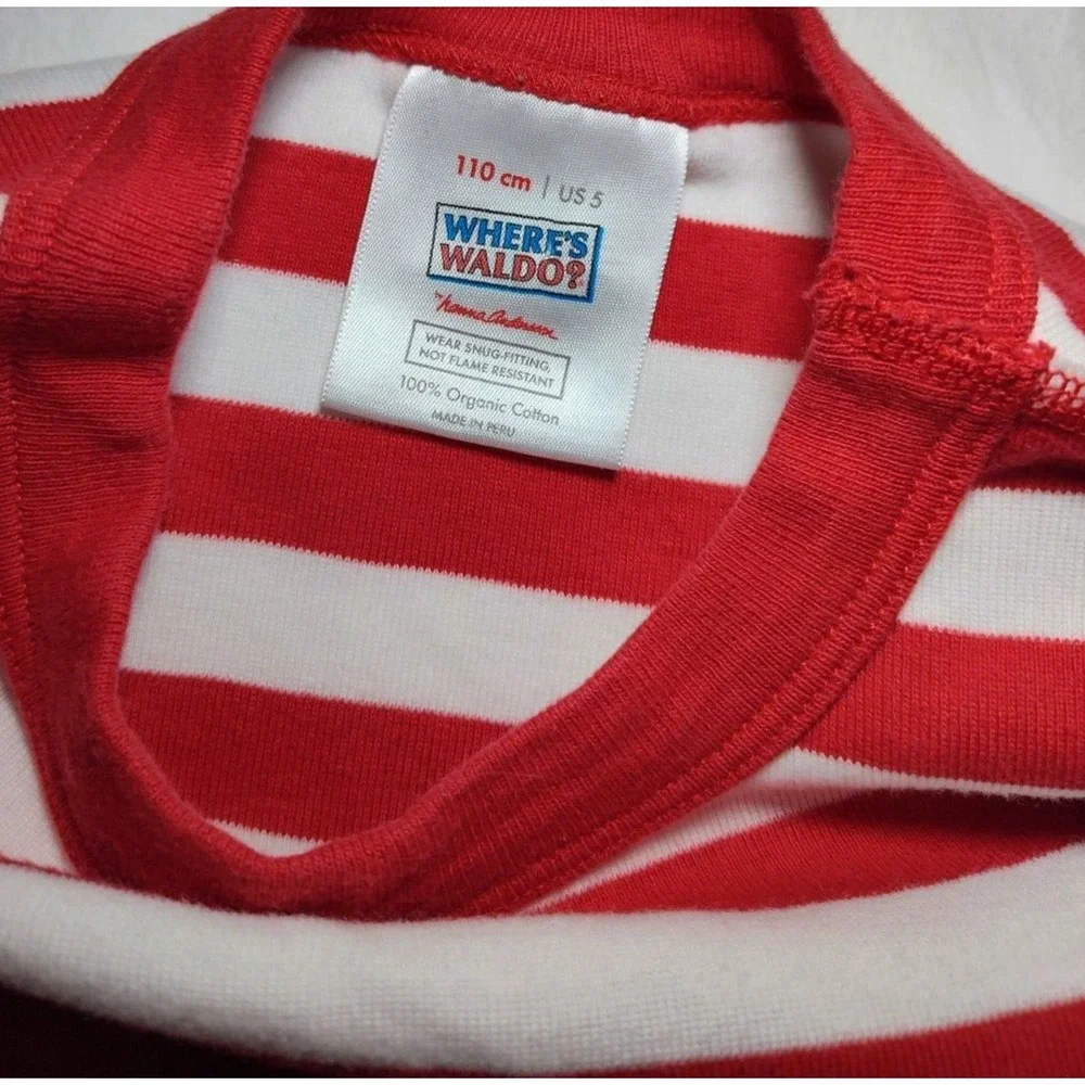 Hanna Andersson Where's‎ Waldo Sz 5 Red White Stripe Organic Cotton Pajama Top
